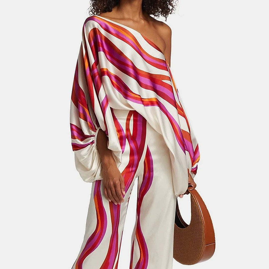 Chic Two-Piece Satin Set for Women – Feminine and Elegant