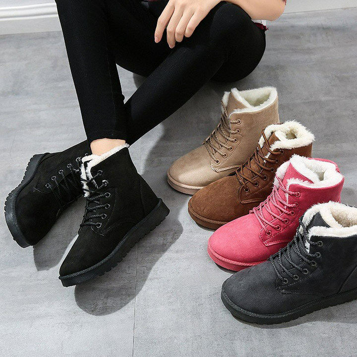 Ladies Winter Boots - Comfortable Suede Boots with Fleece Lining