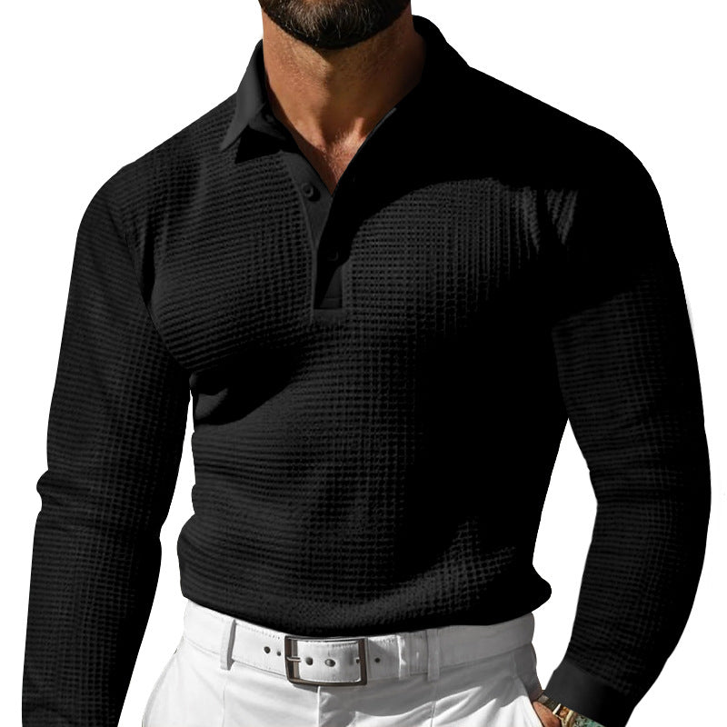 Stylish Ribbed Polo Shirt for Men - Comfortable and Elegant