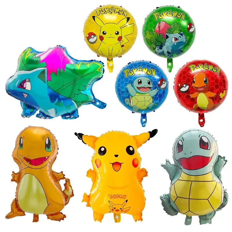 Pikachu and Charmander Aluminum Balloons – Party Decoration for Pokémon Fans