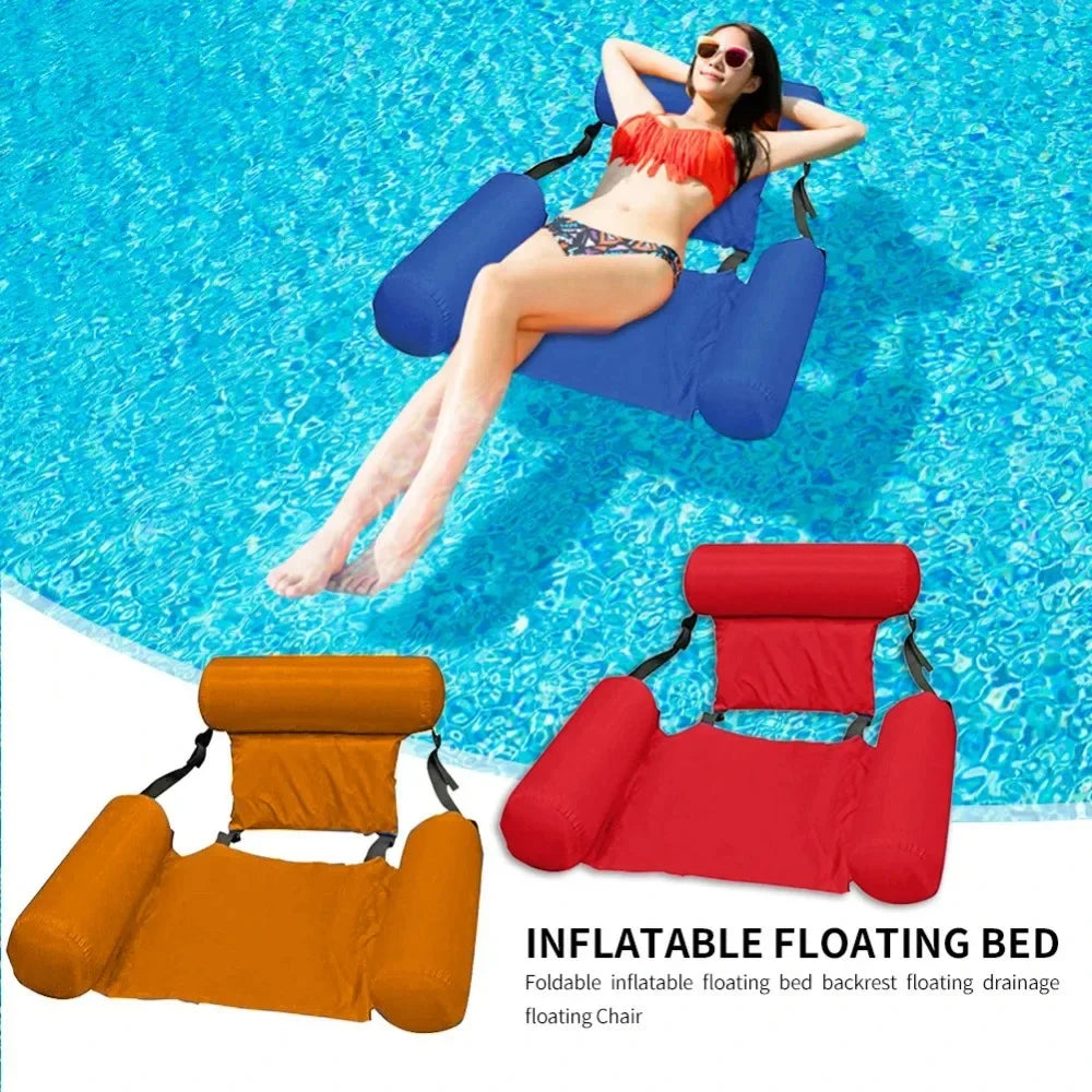 Luxury Inflatable Water Chair with Backrest - Floating Lounge Chair for Pool and Lake