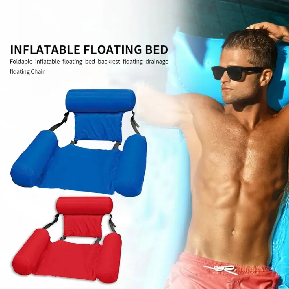 Luxury Inflatable Water Chair with Backrest - Floating Lounge Chair for Pool and Lake