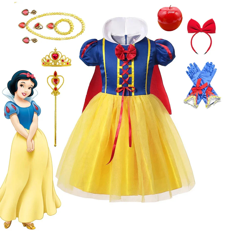 Snow White Princess Dress – With Cape, Tiara, and Magical Accessories