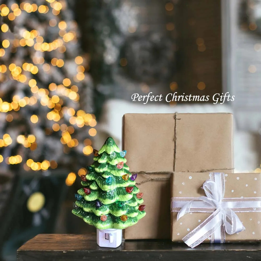 Ceramic Christmas Tree Night Light - Festive Decoration for Your Home