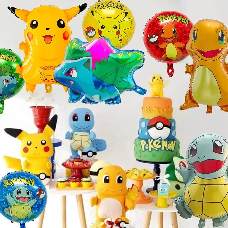 Pikachu and Charmander Aluminum Balloons – Party Decoration for Pokémon Fans