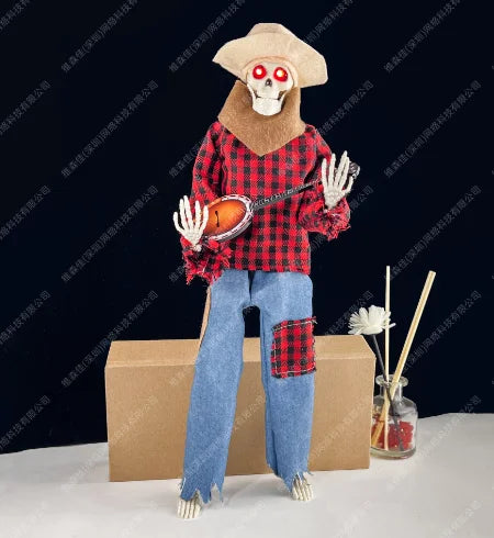 Halloween Skeleton with Banjo – Glowing Decoration with Sound
