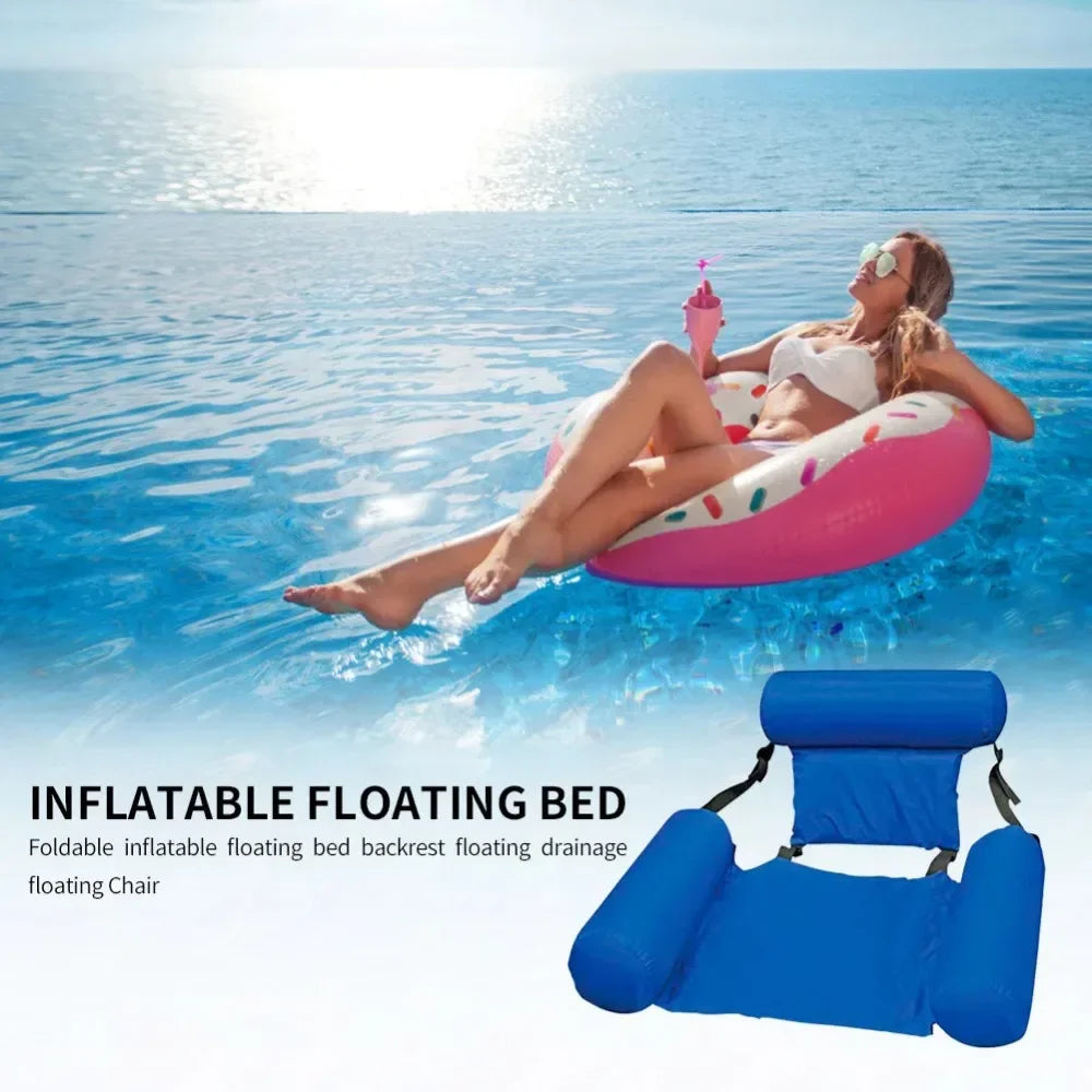 Luxury Inflatable Water Chair with Backrest - Floating Lounge Chair for Pool and Lake