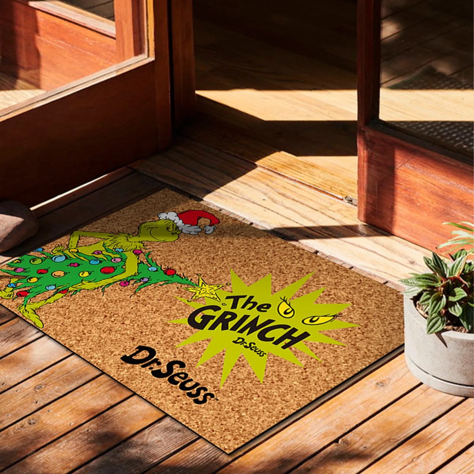 Christmas Door Mat with Grinch Design - A Cheerful Welcome for the Holidays