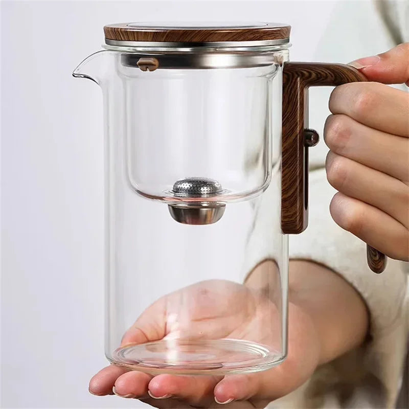 Elegant Glass Tea Infuser Pot – Stylish Brewing with Wood Handle