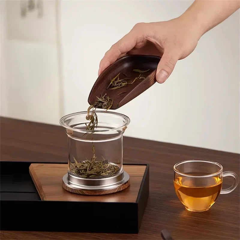 Elegant Glass Tea Infuser Pot – Stylish Brewing with Wood Handle