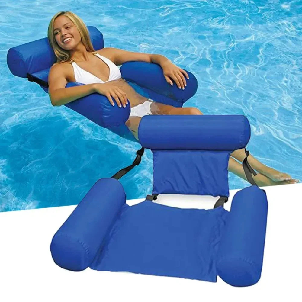 Luxury Inflatable Water Chair with Backrest - Floating Lounge Chair for Pool and Lake