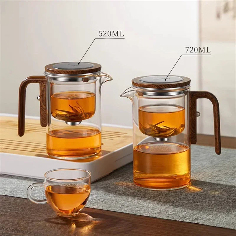 Elegant Glass Tea Infuser Pot – Stylish Brewing with Wood Handle