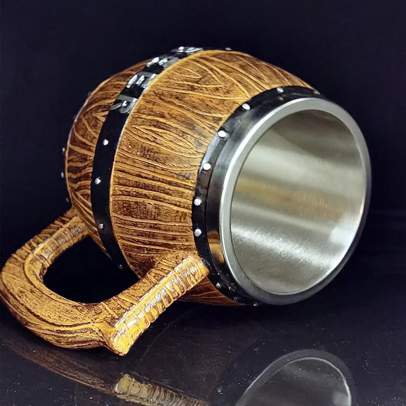 German Wooden Barrel Beer Mug - Authentic and Playful Drinking Experience