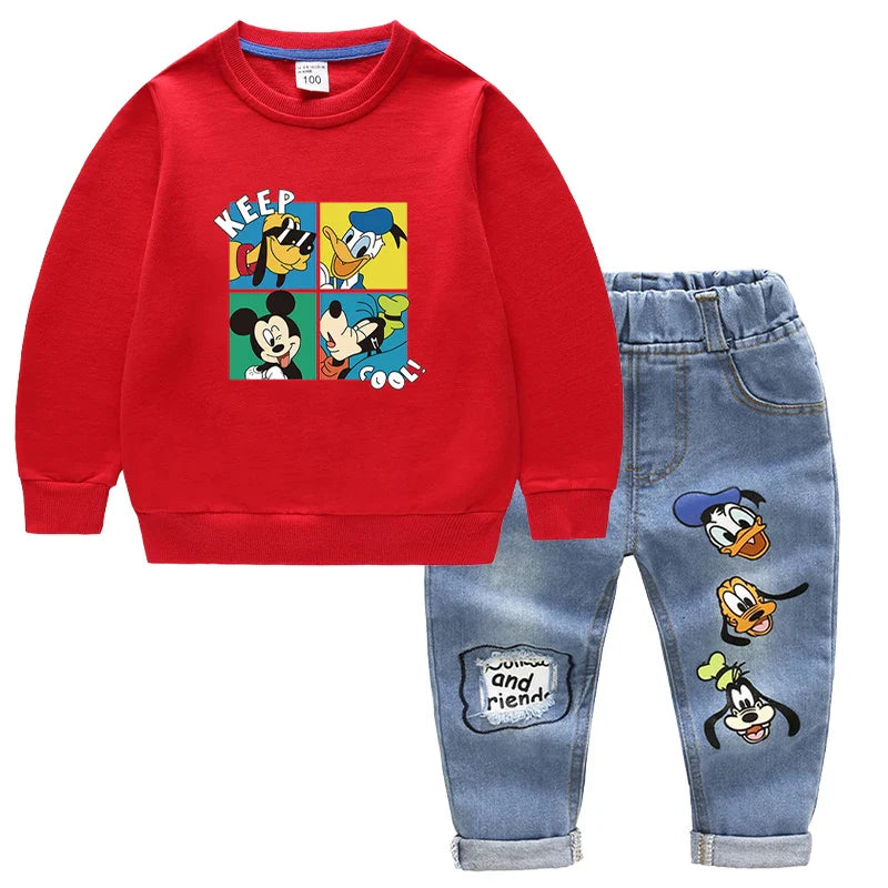 Kids Clothing Set – Mickey Mouse Print T-shirt and Jeans