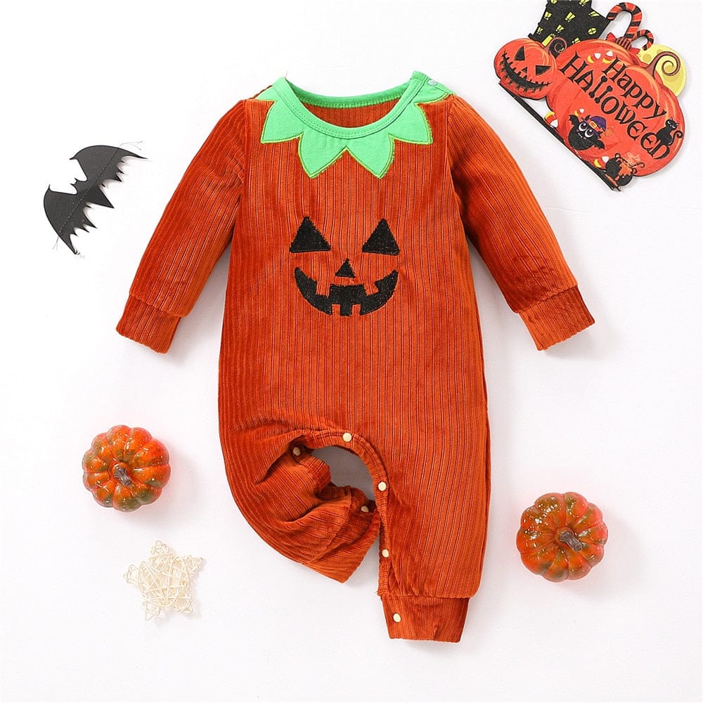 Halloween Pumpkin Outfit - Cute Jumpsuit with Hat and Slippers