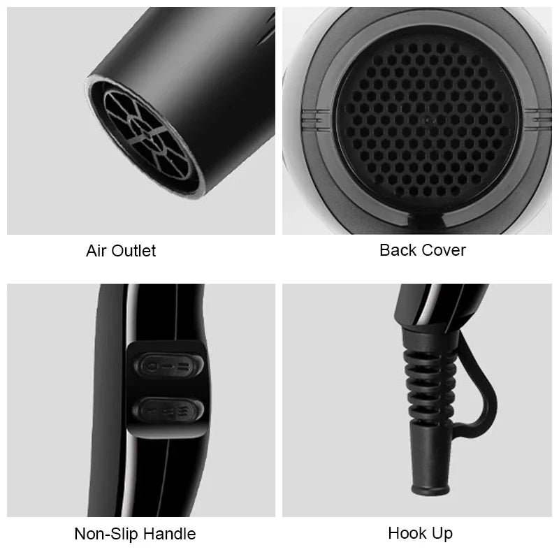 2200W Professional Hair Dryer – Powerful Fast Heating with Warm and Cold Settings