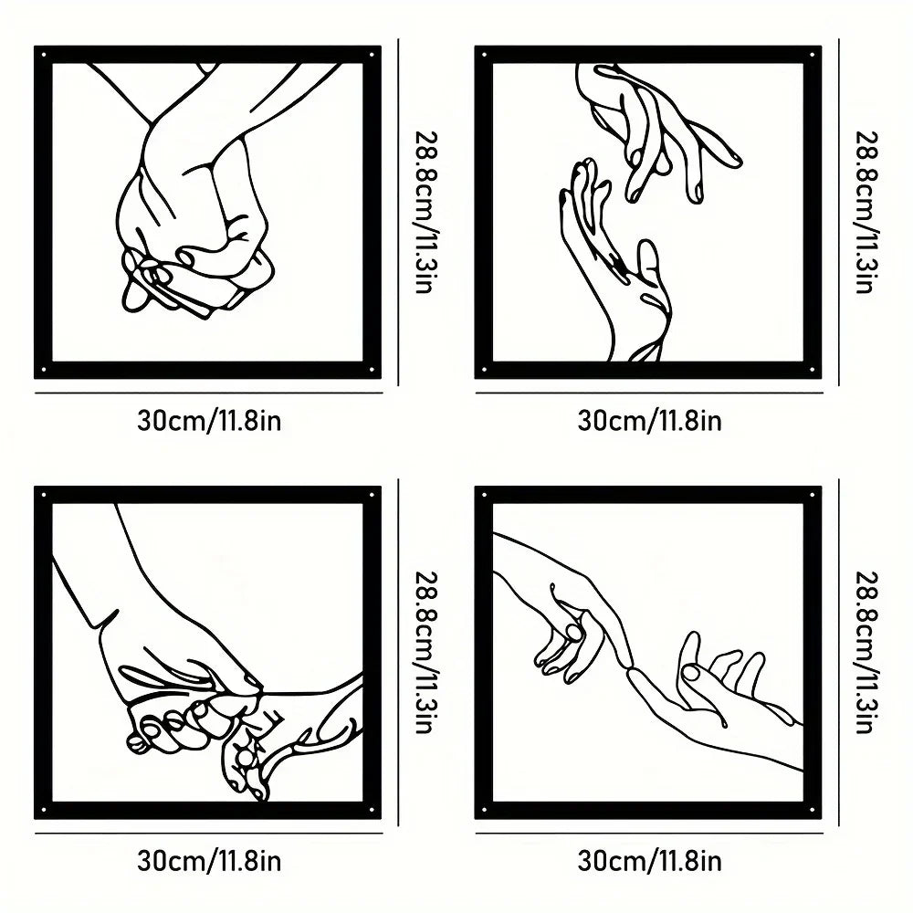 Connected Hands Metal Wall Decoration – Minimalistic and Unifying