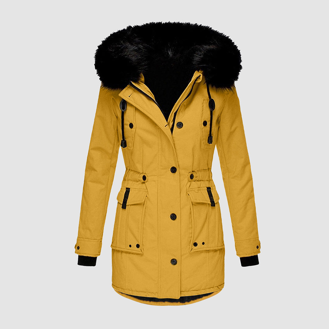 Ladies' Coat with Fur Collar - Warmth and Style for Cold Days