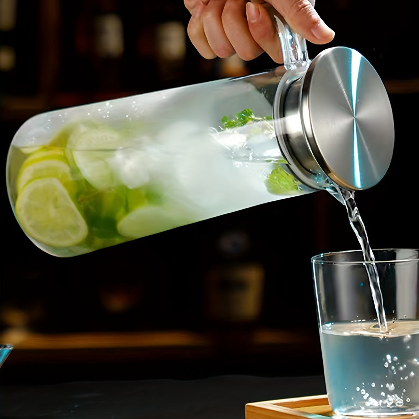 Glass Water Pitcher with Lid – Ideal for Juice, Bubble Tea, and Refreshing Summer Drinks