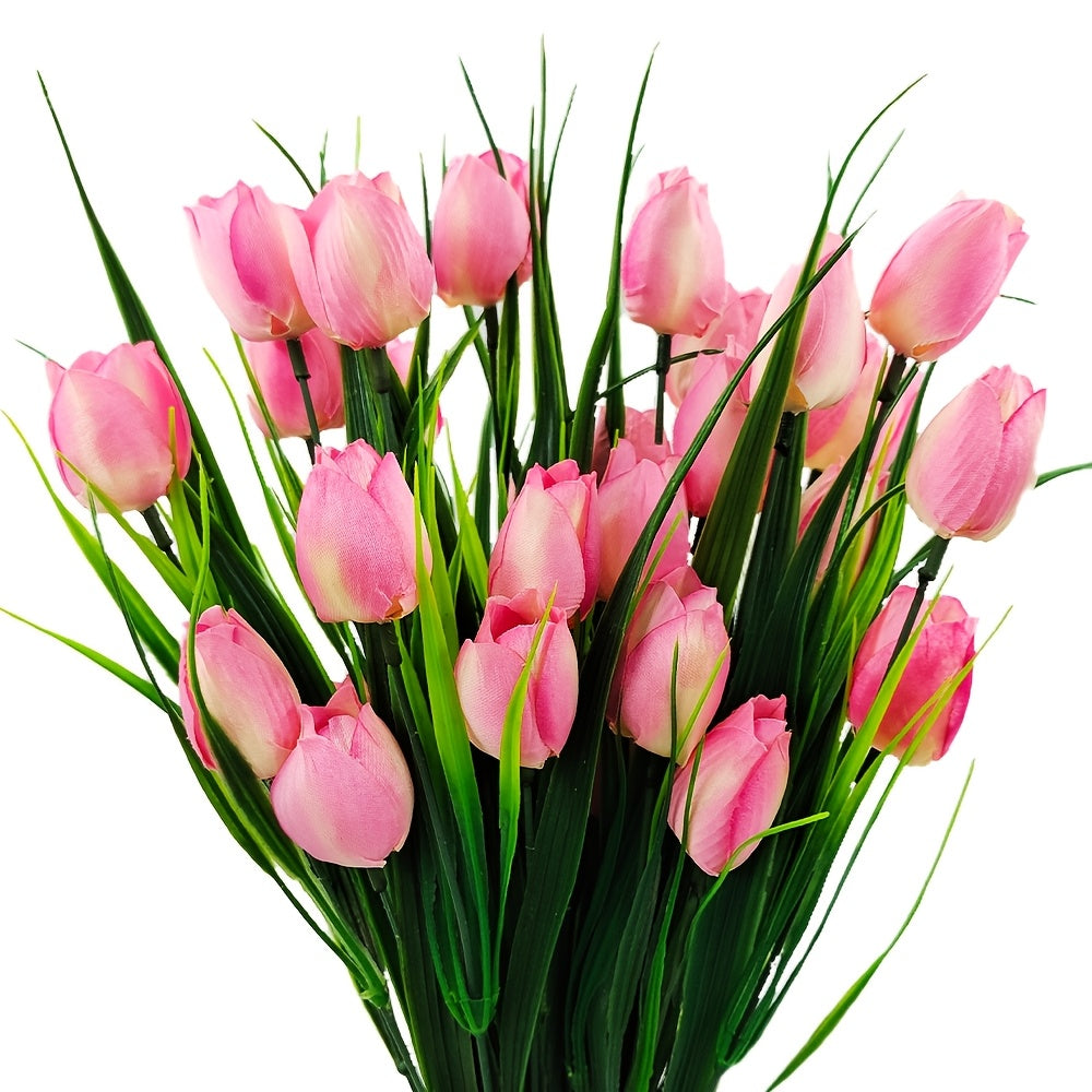 Set of 6 Bundles of Artificial Tulips – UV-Resistant and Realistic for Garden and Interior Decoration