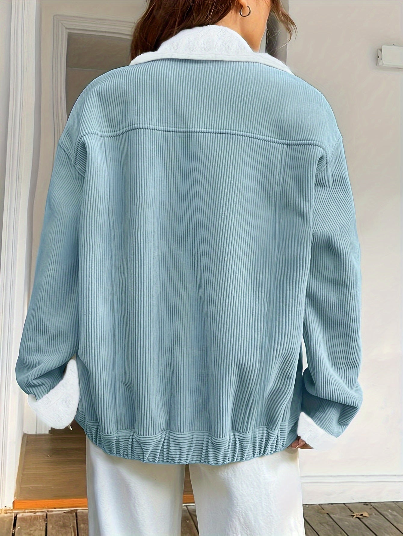 Stylish Autumn and Winter Women's Coat – Solid Color with Collar and Buttons