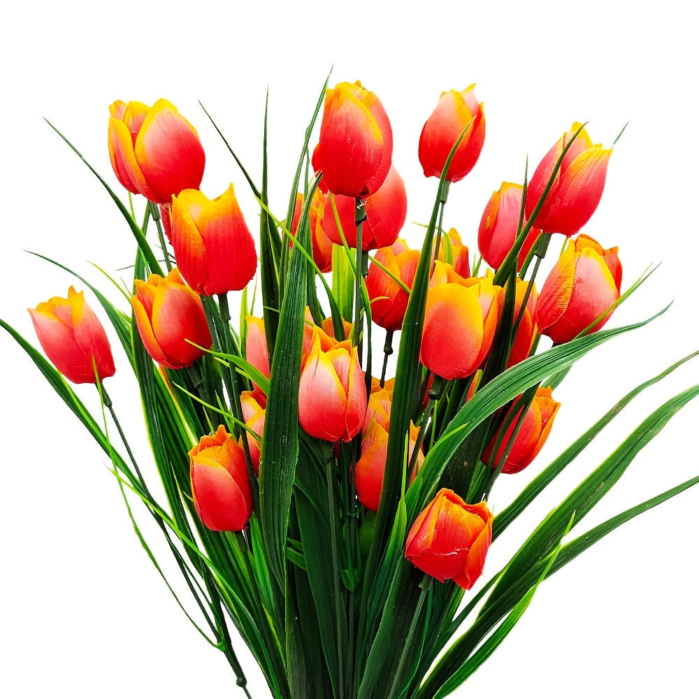 Set of 6 Bundles of Artificial Tulips – UV-Resistant and Realistic for Garden and Interior Decoration