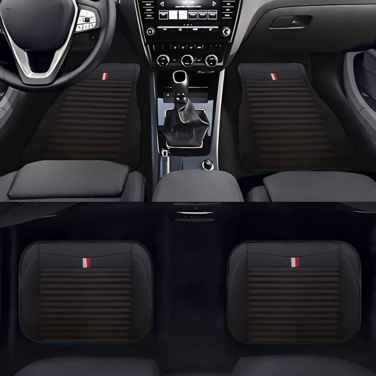 Set of 4 Striped Floor Mats for Cars – Non-Slip and Stain-Resistant for All Seasons