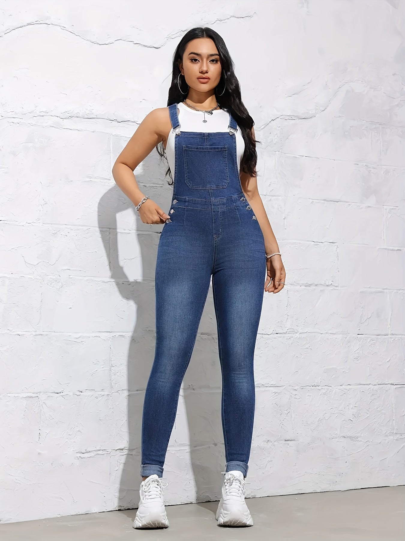 Stylish Denim Overalls Jumpsuit for Women – Sleeveless and Skinny Fit for Casual Outfits