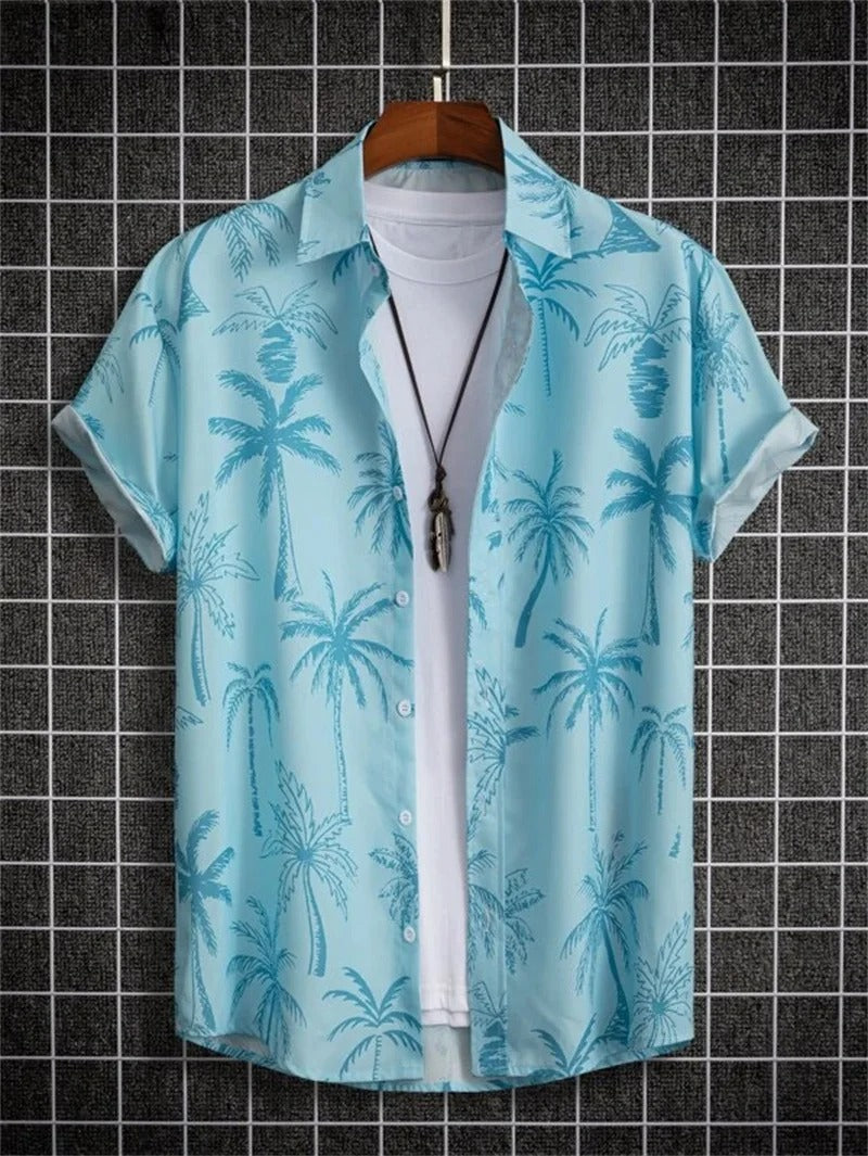 TropicWave Men's Palm Print Shirt – Fresh and Fashionable