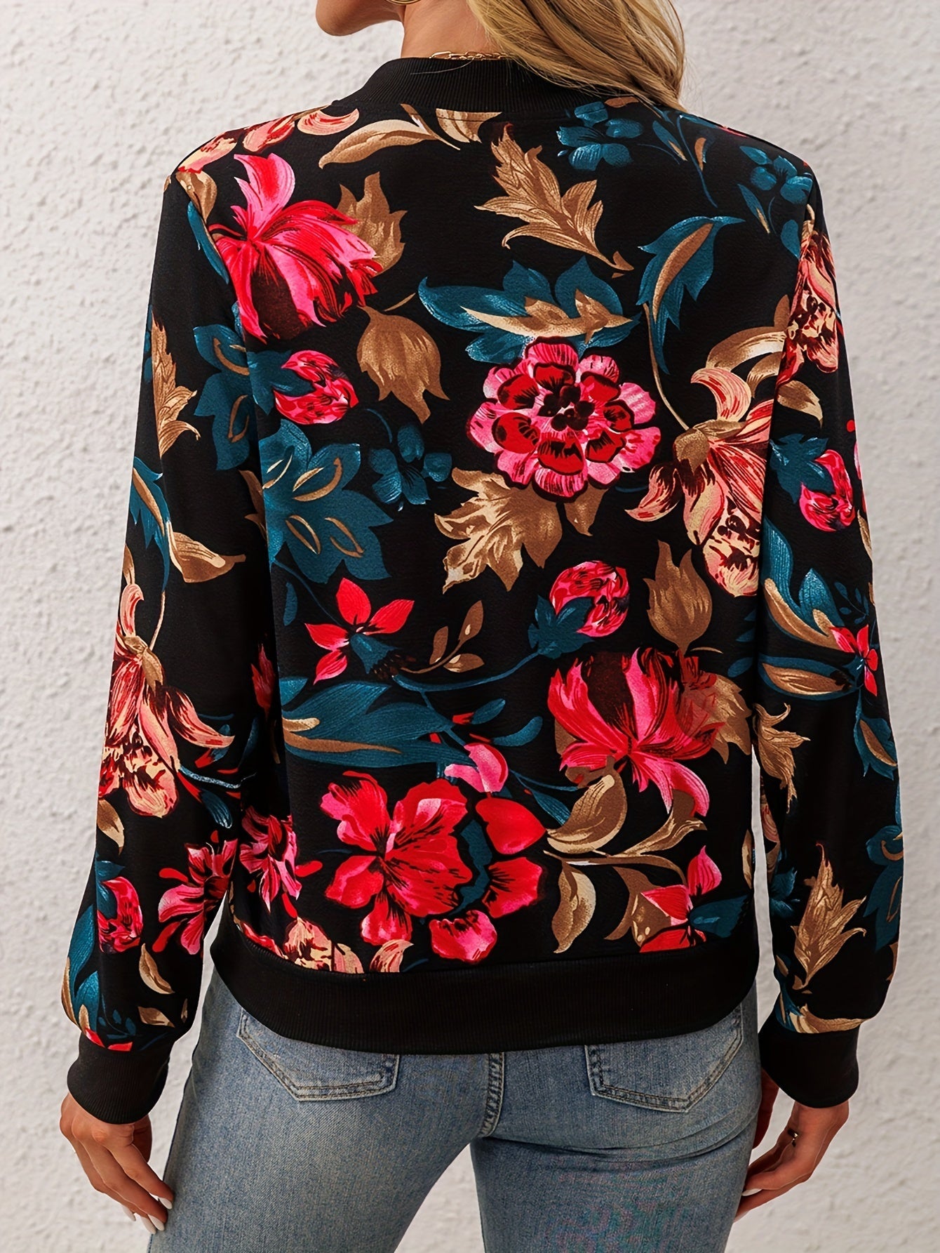 Elegant Floral Bomber Jacket – Trendy and Comfortable for Spring and Autumn
