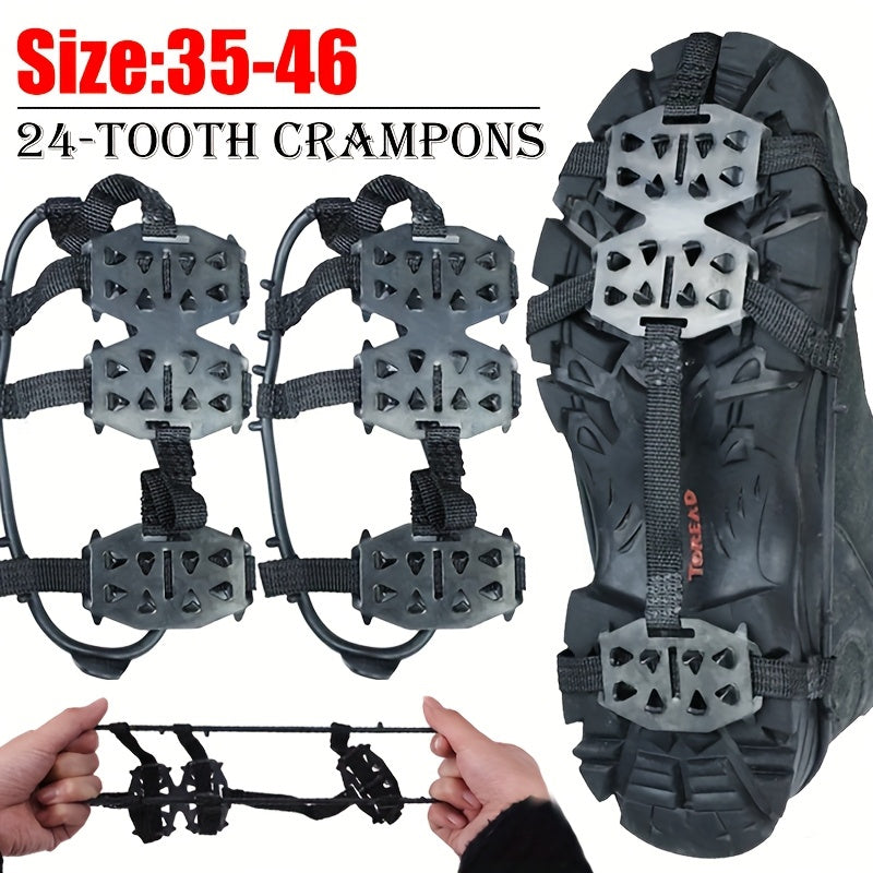 24-Tooth Anti-Slip Crampons – Perfect for Hiking, Climbing, and Winter Sports