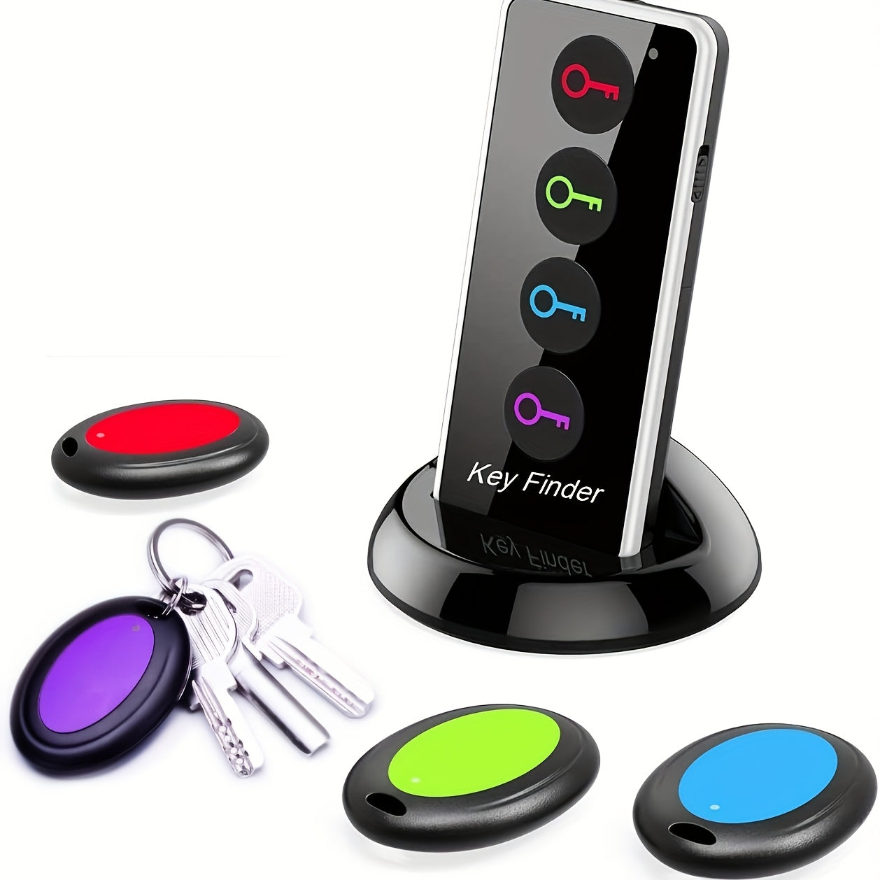 Key Finder with 4 Receivers – LED Flashlight & Portable Design