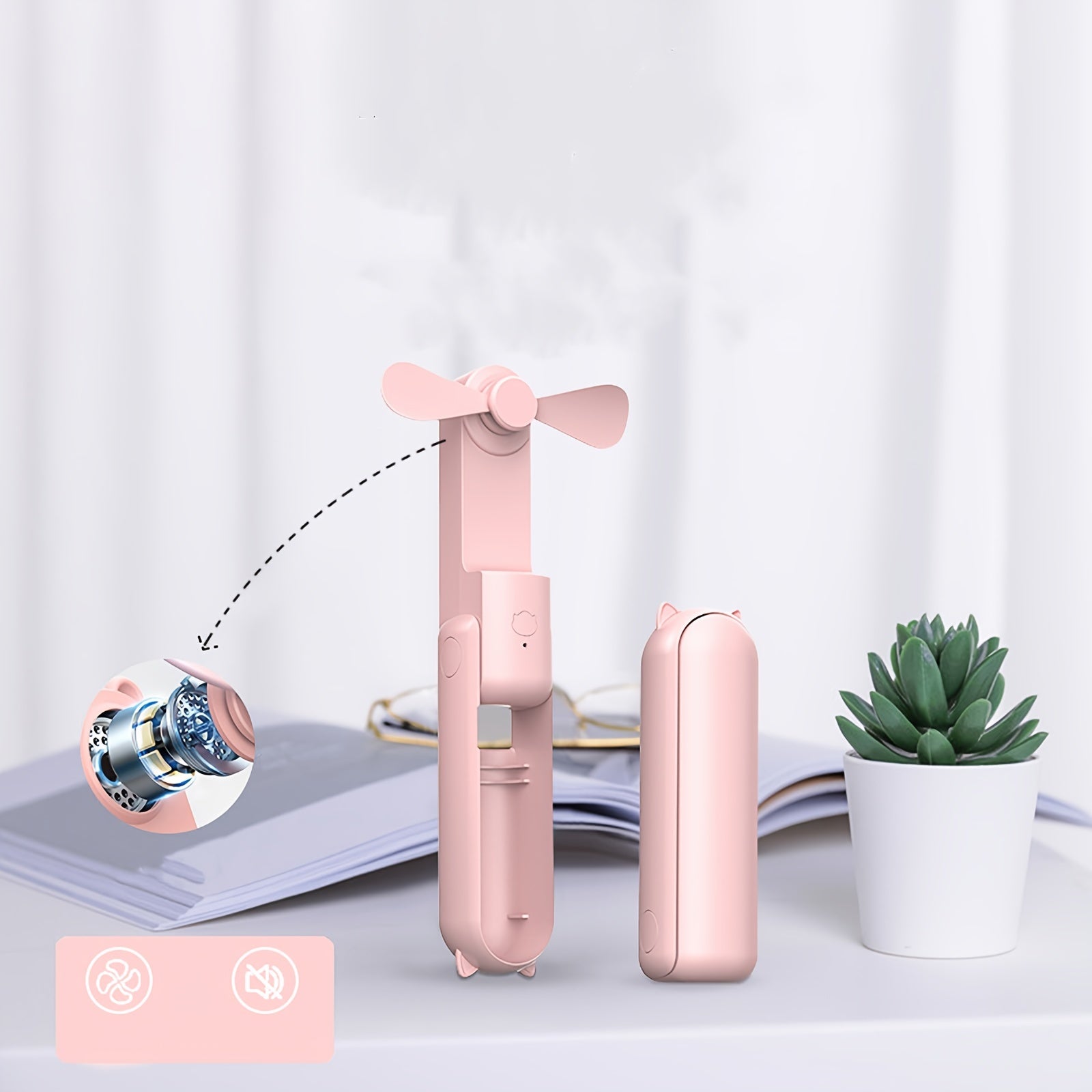 Portable Fan with Power Bank - Quiet and Efficient for On-the-Go