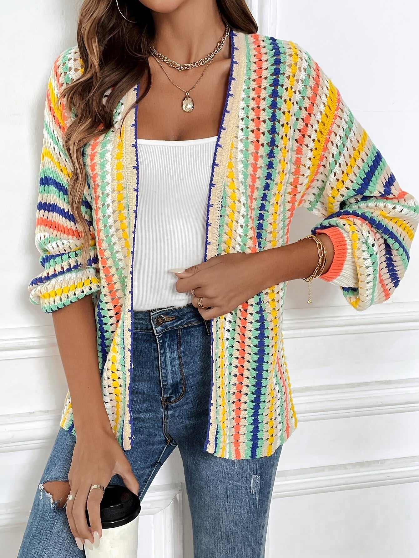 Vibrant Striped Cardigan – Perfect for Spring and Autumn Fashion