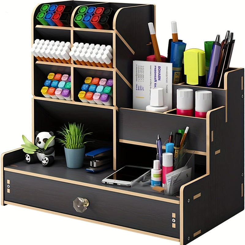 Spatial Bamboo Desk Organizer with Drawer – Organize Your Workspace Efficiently and Stylishly