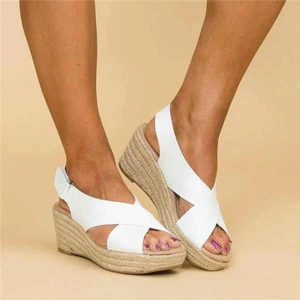 Chic Cross-Strap Wedge Sandals – Comfortable Summer Style