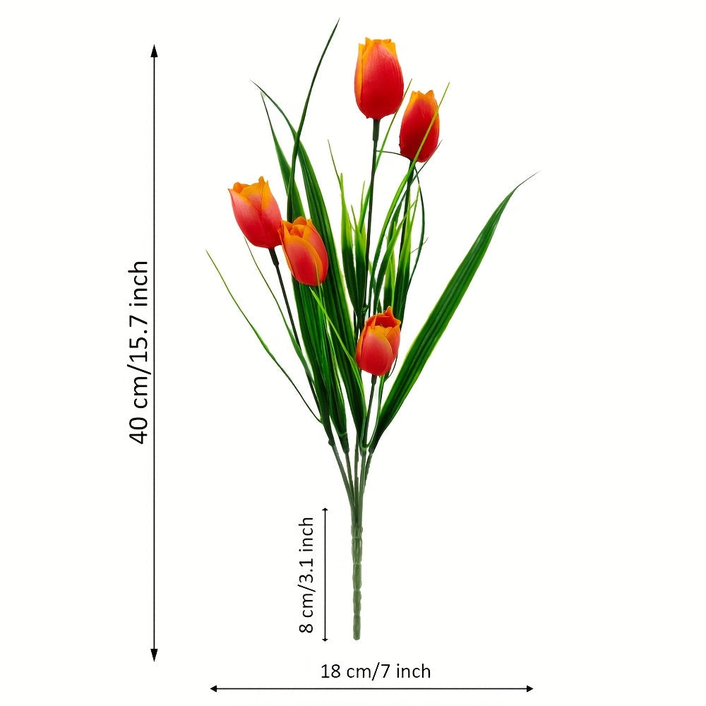 Set of 6 Bundles of Artificial Tulips – UV-Resistant and Realistic for Garden and Interior Decoration