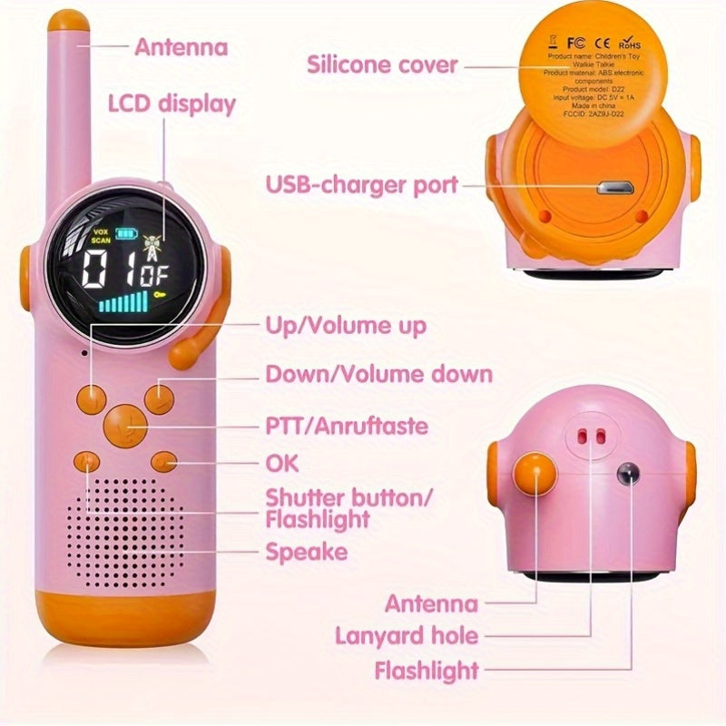 Kids Walkie-Talkies Pair – 3-Mile Range & Rechargeable Battery