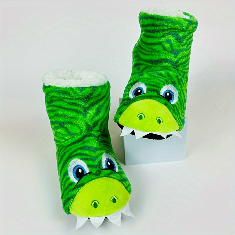 Cheerful Dinosaur Slippers for Kids - For a Cozy Fall and Winter