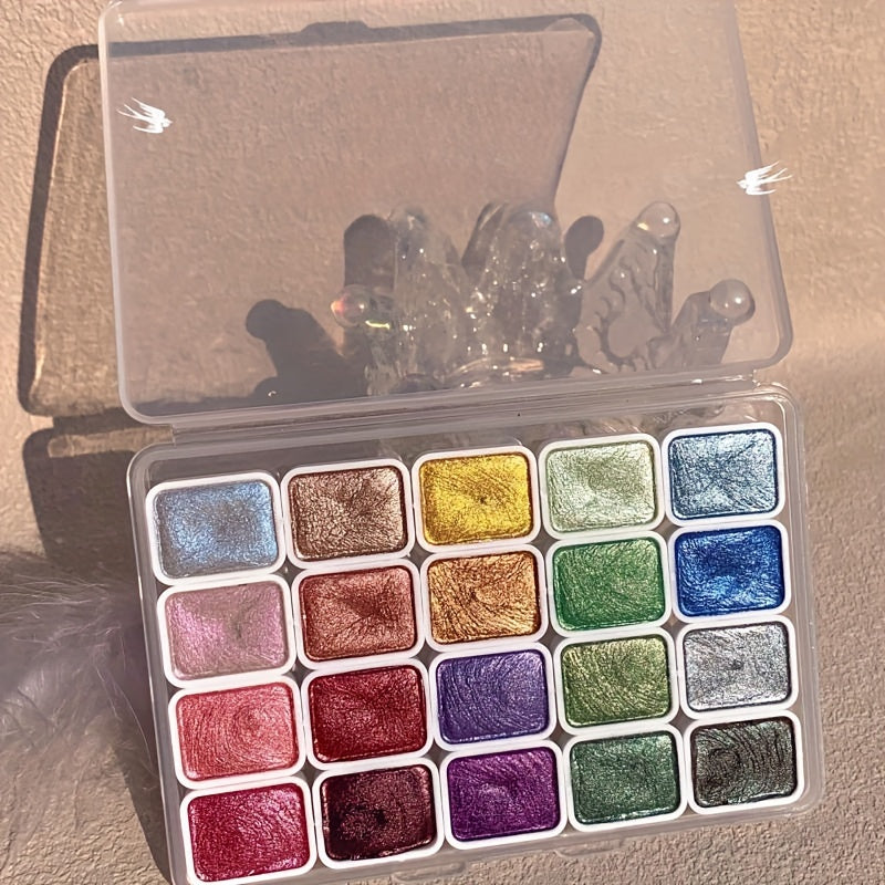 Pearl Watercolor Paint Set – 20 Colors in Solid Form for Painting and Calligraphy
