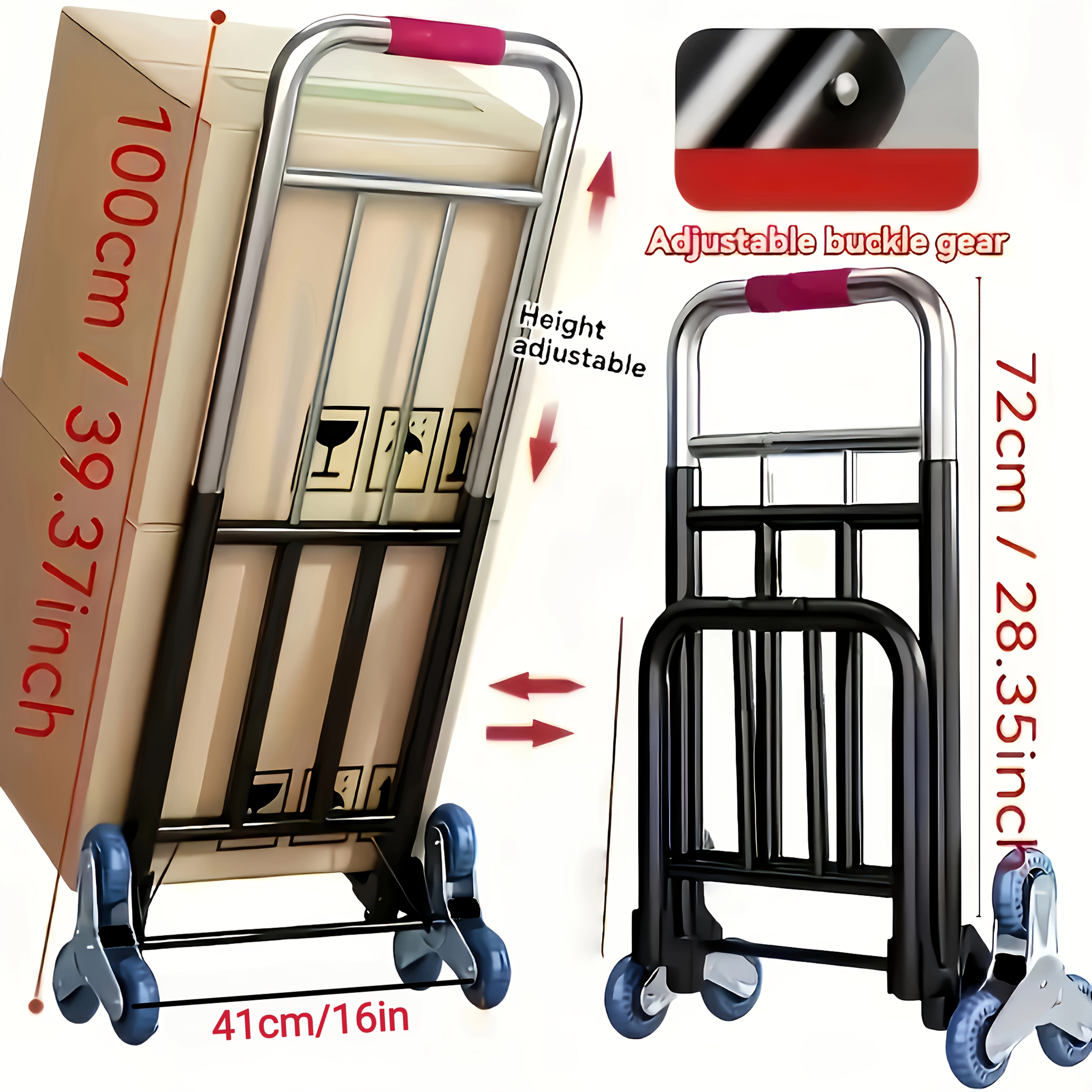 Heavy-Duty Tri-Wheel Stair Climbing Hand Truck – Portable Folding Dolly for Heavy Loads