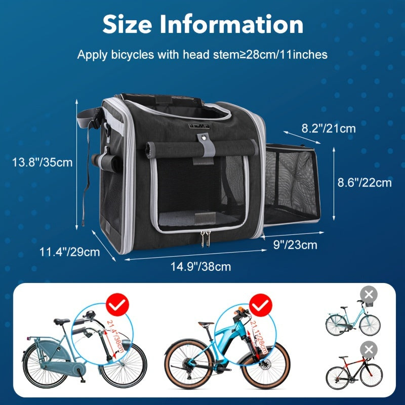 Expandable Pet Bicycle Basket – Comfortable and Safe for Small Dogs and Cats