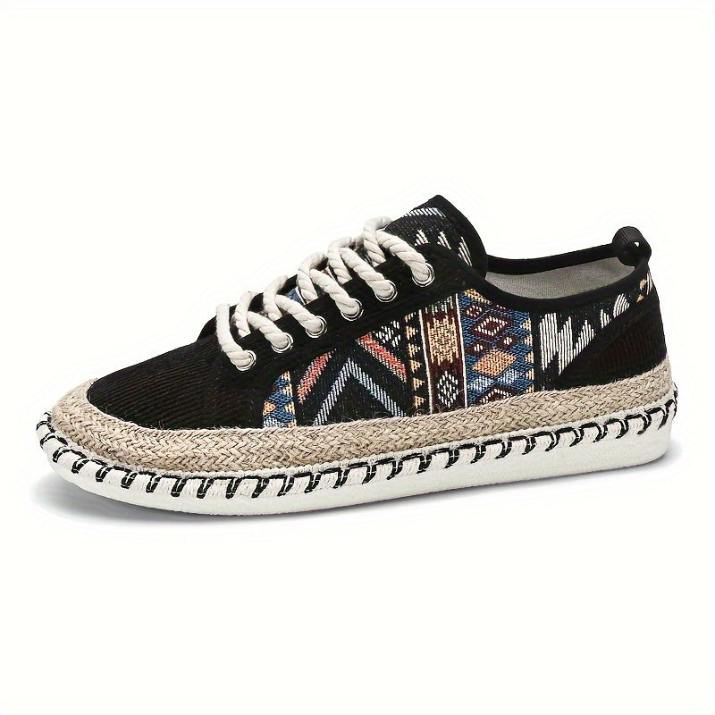 Boho Espadrille Sneakers for Men – Breathable Canvas with Colorful Embroidered Design