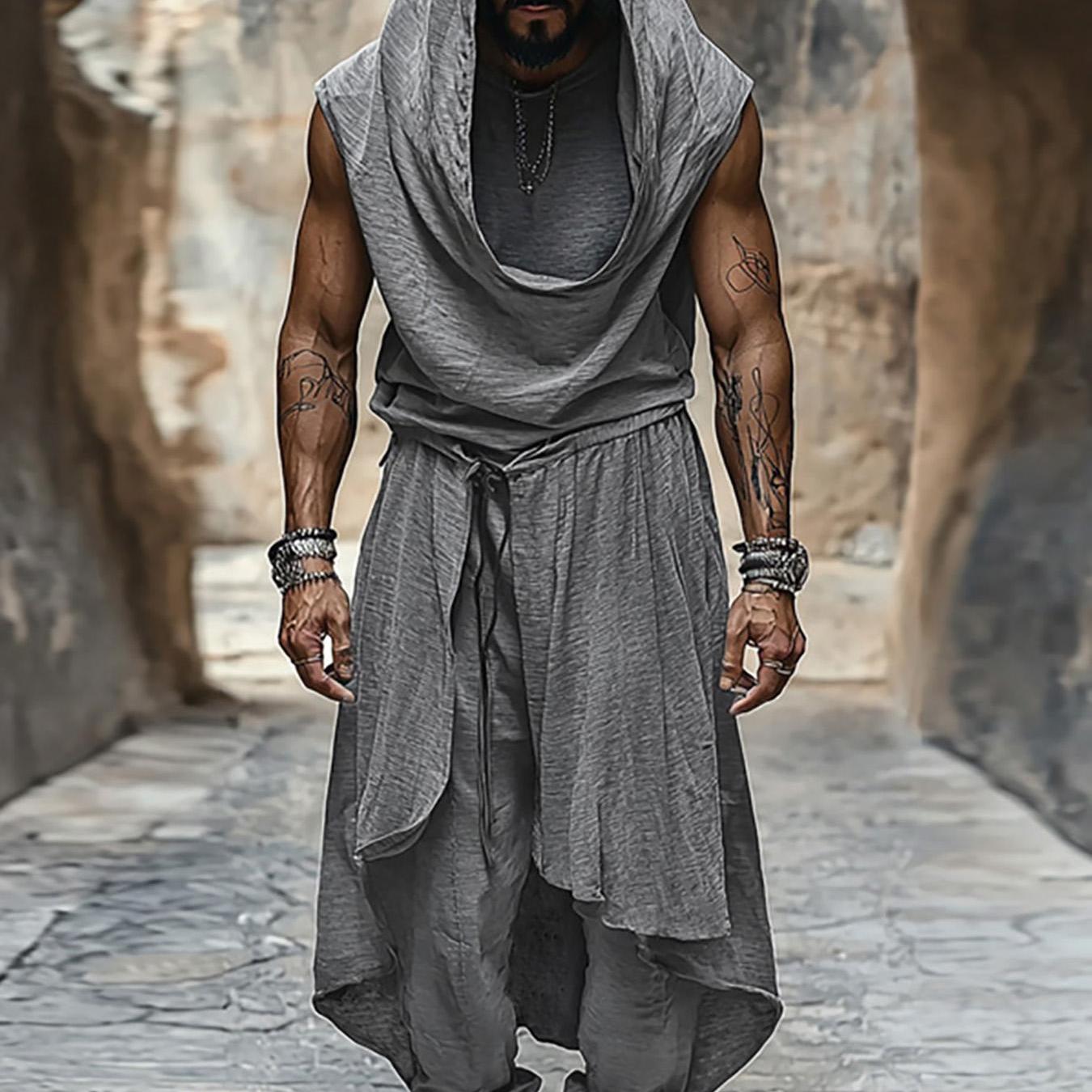 Cool Mid-Length Men's Set – Sleeveless Vest and Baggy Pants