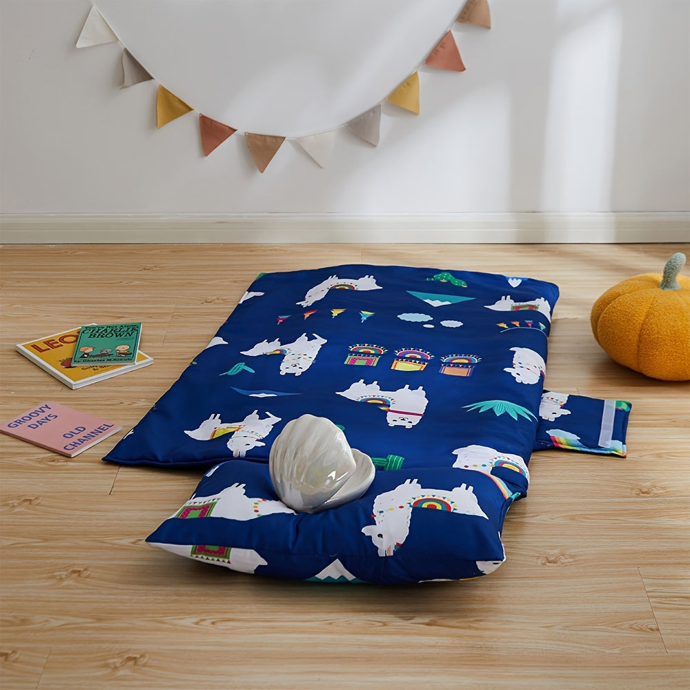 Foldable Children's Sleeping Mat with Llamas – Soft & Convenient for Toddlers on the Go or at School