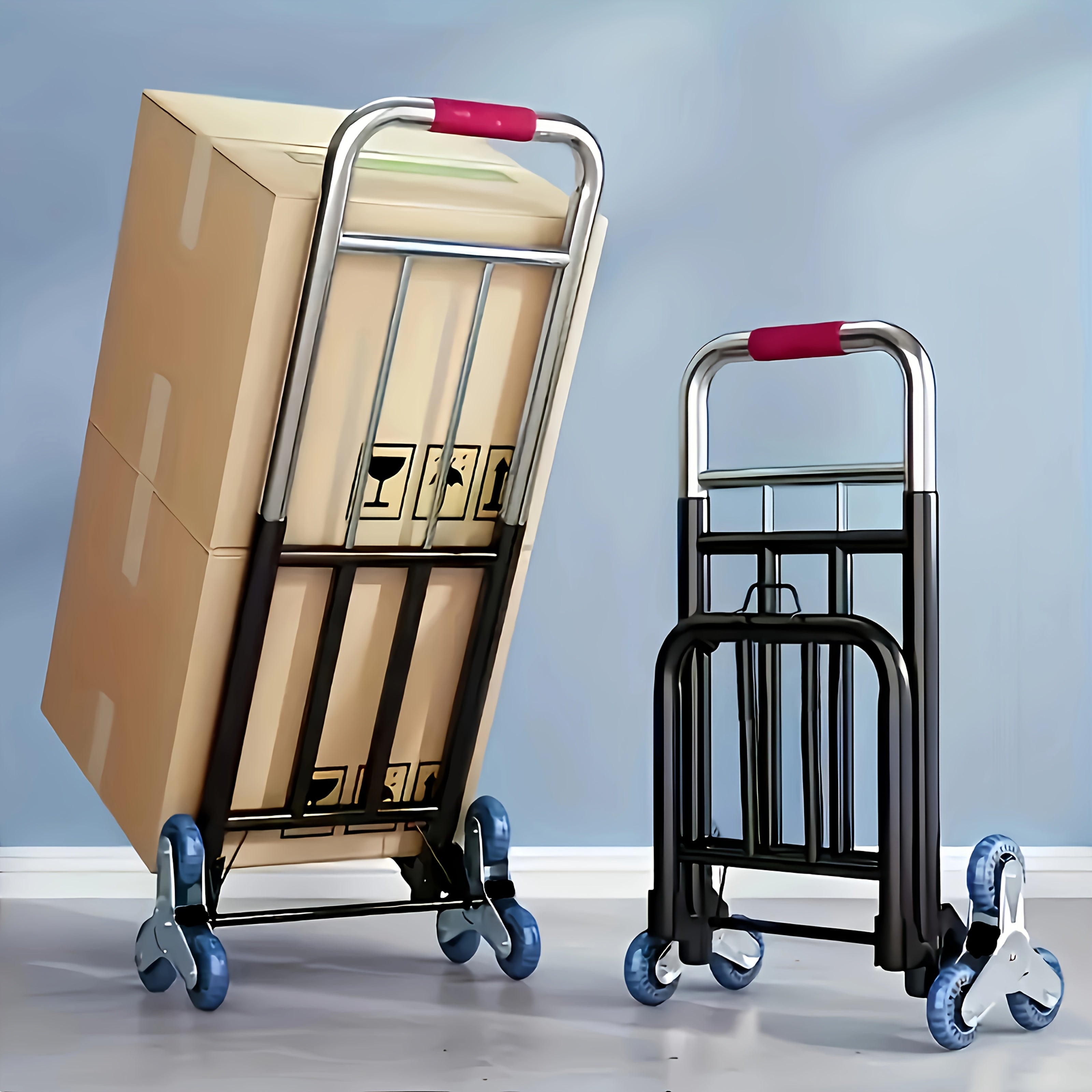 Heavy-Duty Tri-Wheel Stair Climbing Hand Truck – Portable Folding Dolly for Heavy Loads