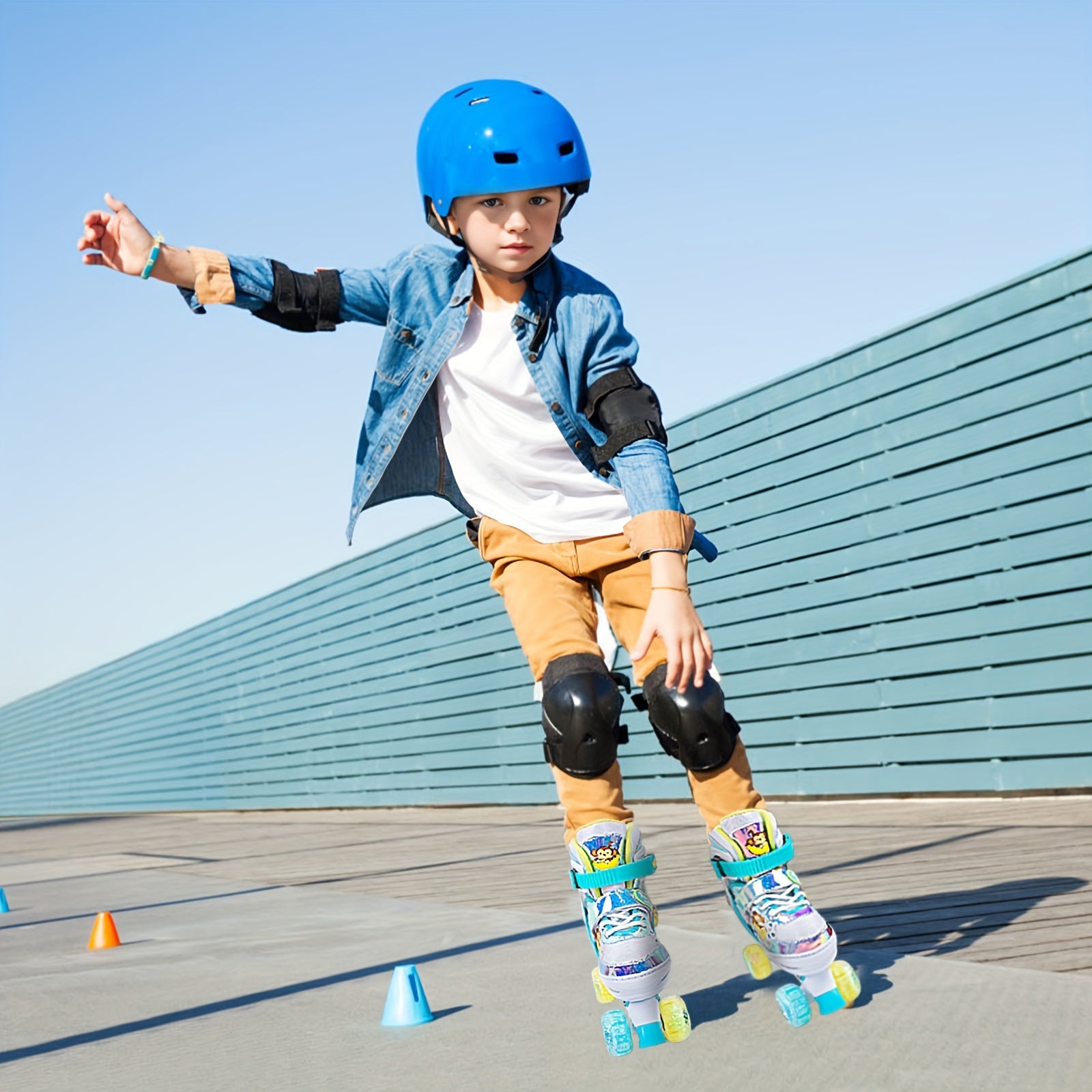 Adjustable Roller Skates for Kids – Glittering Star Pattern with Light-Up Wheels