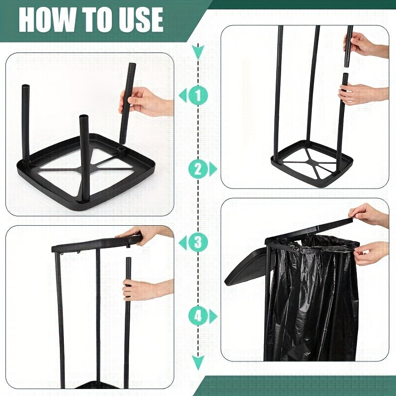 Adjustable Foldable Trash Bag Holder – Three-Piece Height Adjustable Stand for Home or Outdoor