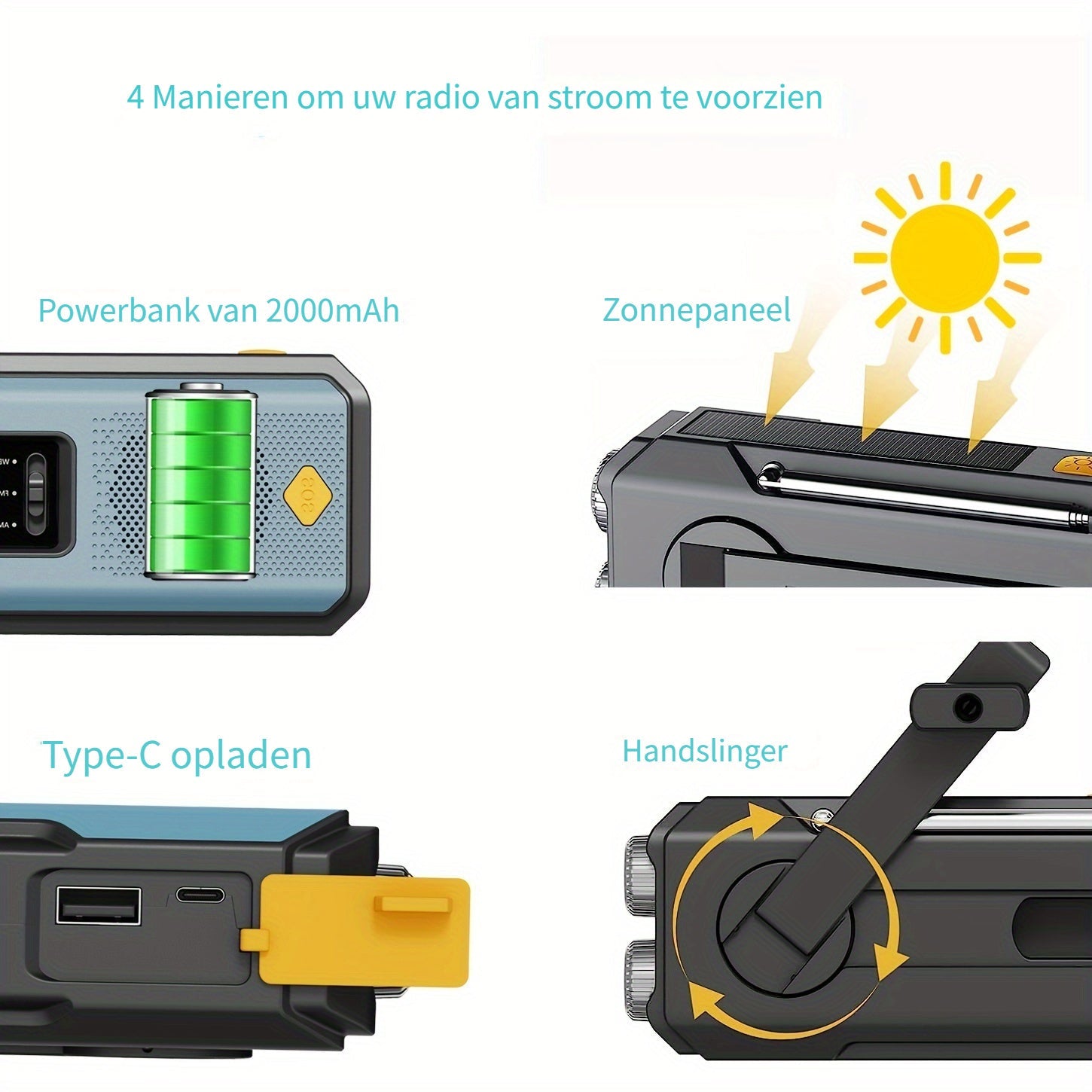 Daykit Portable AM/FM Radio – With Solar Panel and Flashlight