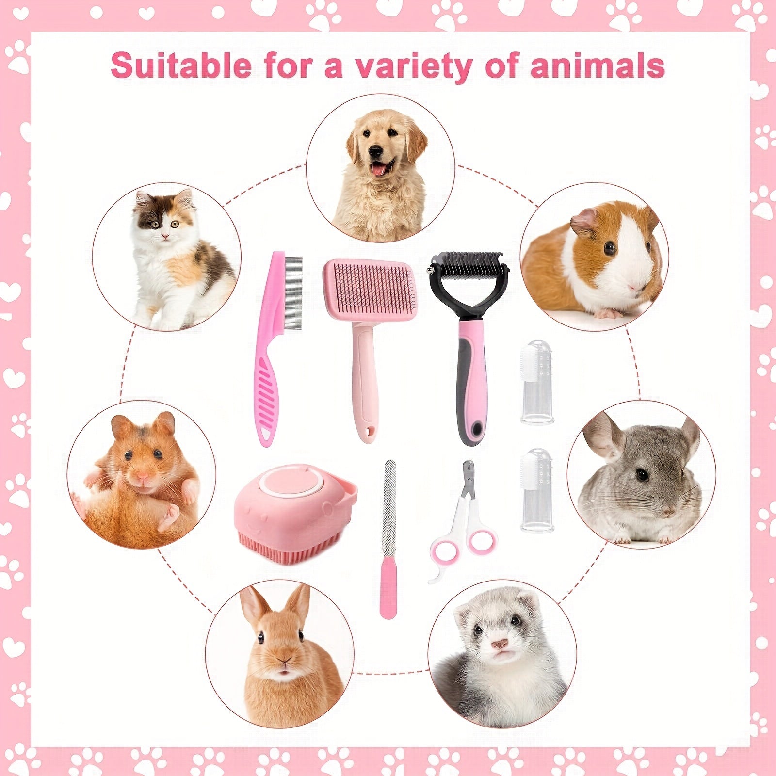 8-Piece Dog Grooming Set - For a Healthy and Shining Coat of Your Pet